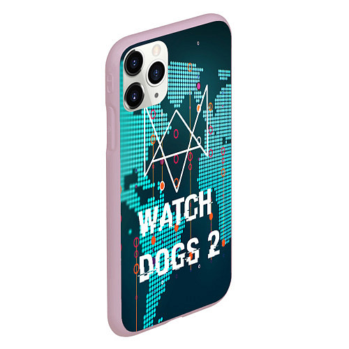 Чехол iPhone 11 Pro матовый Watch Dogs 2: Network Hack / 3D-Розовый – фото 2