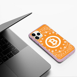 Чехол iPhone 11 Pro матовый Bitcoin Mandala, цвет: 3D-розовый — фото 2