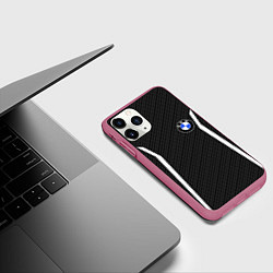 Чехол iPhone 11 Pro матовый BMW CARBON БМВ КАРБОН, цвет: 3D-малиновый — фото 2