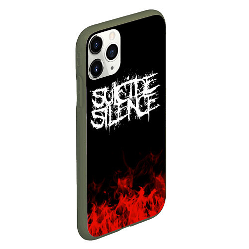 Чехол iPhone 11 Pro матовый Suicide Silence: Red Flame / 3D-Темно-зеленый – фото 2