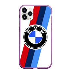 Чехол iPhone 11 Pro матовый BMW M: White Sport, цвет: 3D-фиолетовый