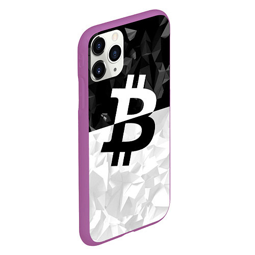 Чехол iPhone 11 Pro матовый Bitcoin: Poly Style / 3D-Фиолетовый – фото 2