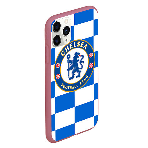 Чехол iPhone 11 Pro матовый FC Chelsea: Grid / 3D-Малиновый – фото 2