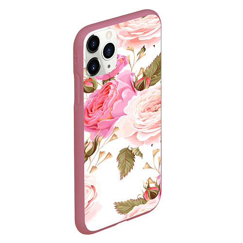 Чехол iPhone 11 Pro матовый Spring Flowers / 3D-Малиновый – фото 2