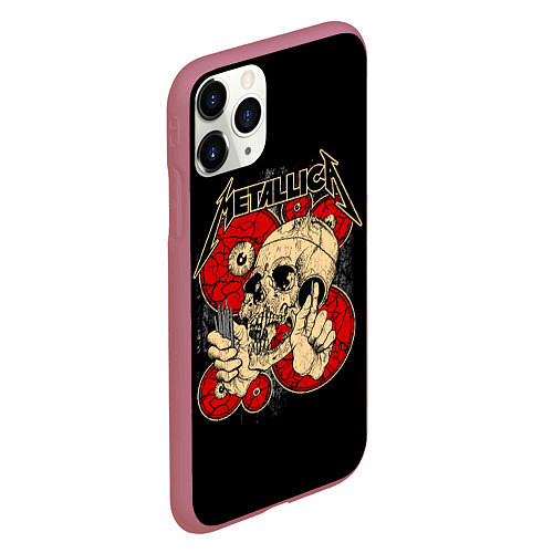 Чехол iPhone 11 Pro матовый Metallica Skull / 3D-Малиновый – фото 2