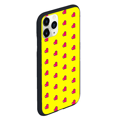 Чехол iPhone 11 Pro матовый 8 bit yellow love / 3D-Черный – фото 2