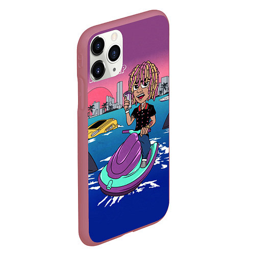 Чехол iPhone 11 Pro матовый Lil Pump on the water / 3D-Малиновый – фото 2