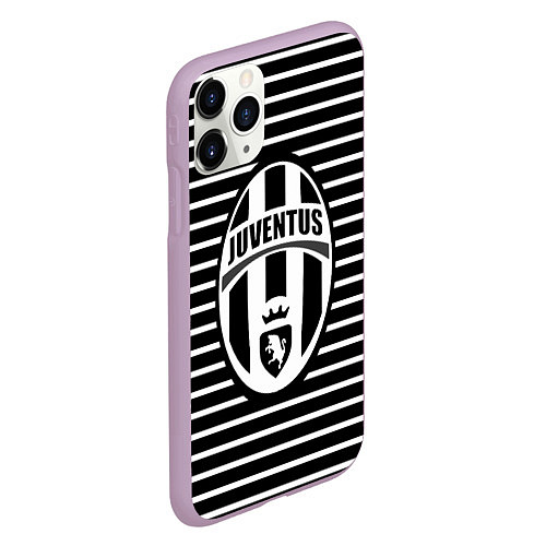 Чехол iPhone 11 Pro матовый FC Juventus: Black Lines / 3D-Сиреневый – фото 2