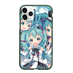 Чехол iPhone 11 Pro матовый Hatsune Miku, цвет: 3D-темно-зеленый