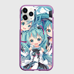 Чехол iPhone 11 Pro матовый Hatsune Miku, цвет: 3D-фиолетовый