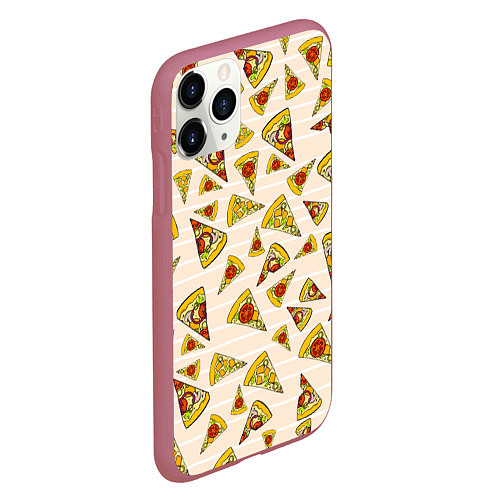 Чехол iPhone 11 Pro матовый Pizza Love / 3D-Малиновый – фото 2