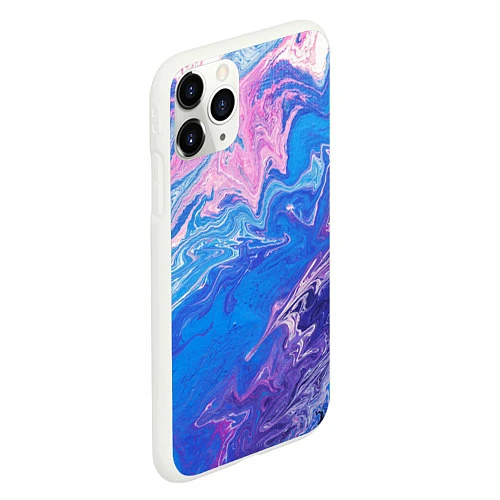 Чехол iPhone 11 Pro матовый Tie-Dye Blue & Violet / 3D-Белый – фото 2