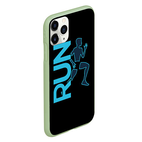 Чехол iPhone 11 Pro матовый RUN: Black Style / 3D-Салатовый – фото 2