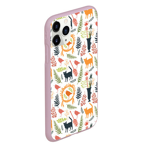 Чехол iPhone 11 Pro матовый О кошках и птичках / 3D-Розовый – фото 2