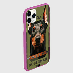 Чехол iPhone 11 Pro матовый Дикий доберман, цвет: 3D-фиолетовый — фото 2