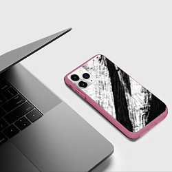 Чехол iPhone 11 Pro матовый Белый и черный, цвет: 3D-малиновый — фото 2