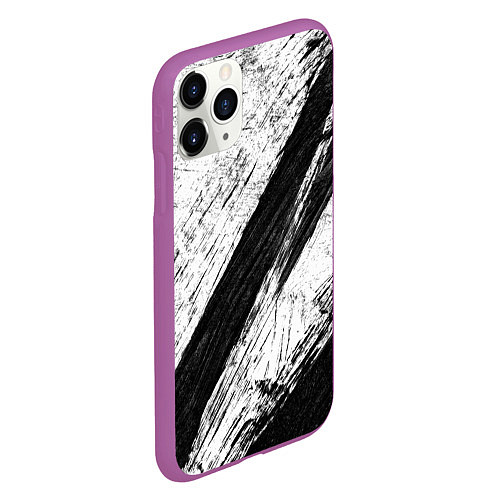 Чехол iPhone 11 Pro матовый Белый и черный / 3D-Фиолетовый – фото 2
