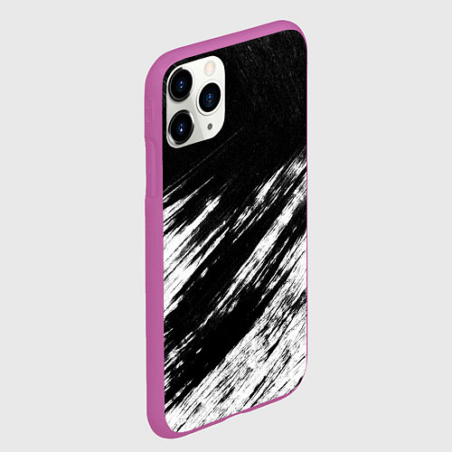 Чехол iPhone 11 Pro матовый Белый и черный / 3D-Фиолетовый – фото 2