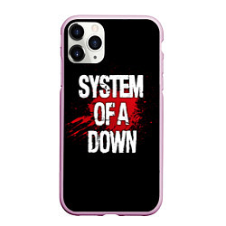 Чехол iPhone 11 Pro матовый System of a Down Blood, цвет: 3D-розовый