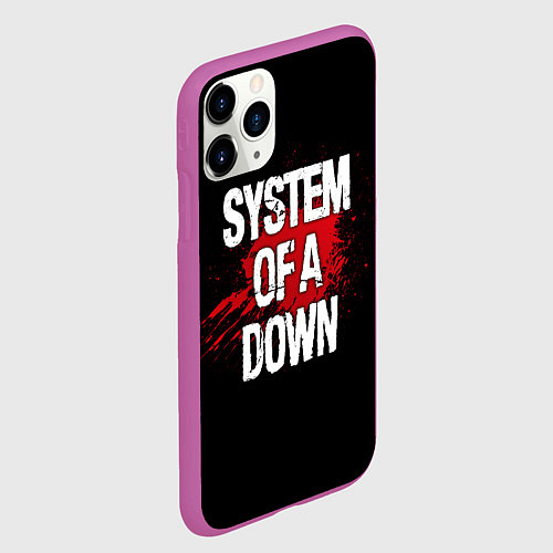 Чехол iPhone 11 Pro матовый System of a Down Blood / 3D-Фиолетовый – фото 2