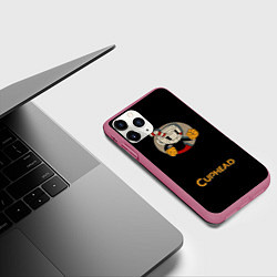 Чехол iPhone 11 Pro матовый Cuphead: Black Mugman, цвет: 3D-малиновый — фото 2