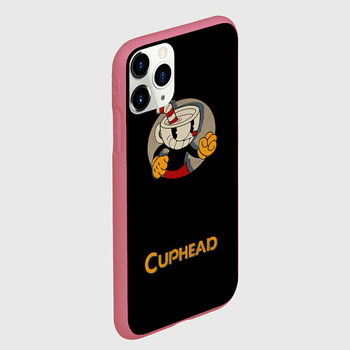 Чехол iPhone 11 Pro матовый Cuphead: Black Mugman / 3D-Малиновый – фото 2