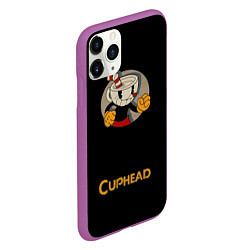 Чехол iPhone 11 Pro матовый Cuphead: Black Mugman, цвет: 3D-фиолетовый — фото 2