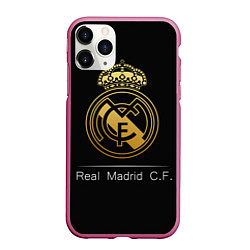 Чехол iPhone 11 Pro матовый FC Real Madrid: Gold Edition, цвет: 3D-малиновый