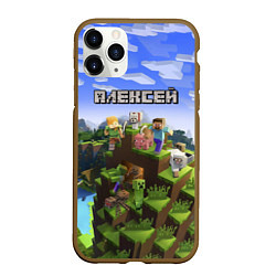 Чехол iPhone 11 Pro матовый Майнкрафт: Алексей, цвет: 3D-коричневый