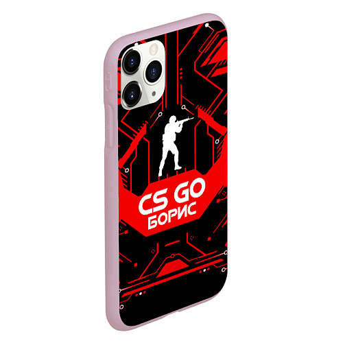 Чехол iPhone 11 Pro матовый CS:GO - Борис / 3D-Розовый – фото 2