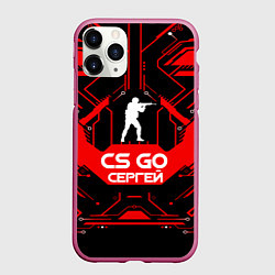Чехол iPhone 11 Pro матовый CS:GO - Сергей, цвет: 3D-малиновый