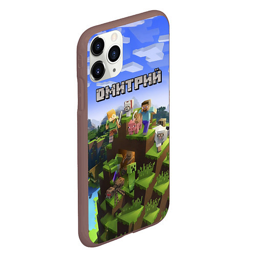 Чехол iPhone 11 Pro матовый Майнкрафт: Дмитрий / 3D-Коричневый – фото 2