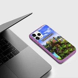Чехол iPhone 11 Pro матовый Майнкрафт: Максим, цвет: 3D-фиолетовый — фото 2