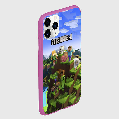 Чехол iPhone 11 Pro матовый Майнкрафт: Павел / 3D-Фиолетовый – фото 2