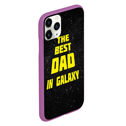 Чехол iPhone 11 Pro матовый The Best Dad in Galaxy / 3D-Фиолетовый – фото 2