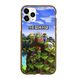 Чехол iPhone 11 Pro матовый Майнкрафт: Леонид, цвет: 3D-коричневый