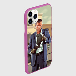 Чехол iPhone 11 Pro матовый GTA V: Michael, цвет: 3D-фиолетовый — фото 2