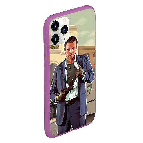 Чехол iPhone 11 Pro матовый GTA V: Michael / 3D-Фиолетовый – фото 2