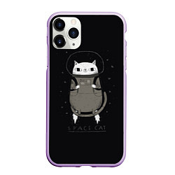 Чехол iPhone 11 Pro матовый Space Cat, цвет: 3D-сиреневый
