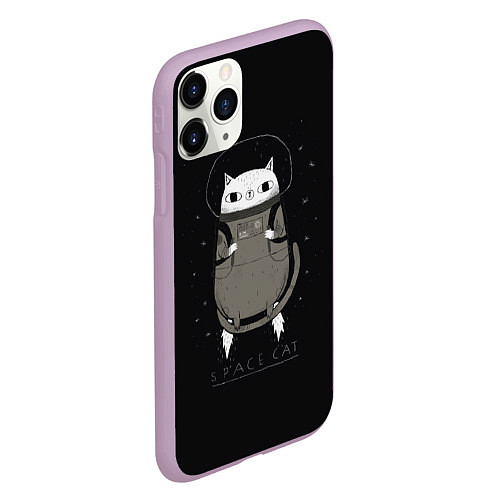 Чехол iPhone 11 Pro матовый Space Cat / 3D-Сиреневый – фото 2