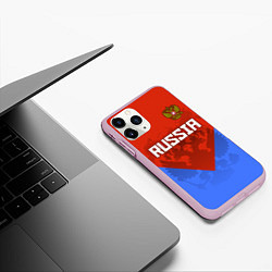 Чехол iPhone 11 Pro матовый Russia Red & Blue, цвет: 3D-розовый — фото 2