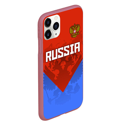 Чехол iPhone 11 Pro матовый Russia Red & Blue / 3D-Малиновый – фото 2