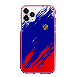 Чехол iPhone 11 Pro матовый RUSSIA SPORT, цвет: 3D-малиновый