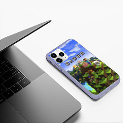 Чехол iPhone 11 Pro матовый Майнкрафт: Алина, цвет: 3D-светло-сиреневый — фото 2