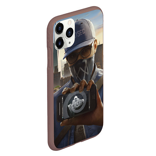 Чехол iPhone 11 Pro матовый Watch Dogs Man / 3D-Коричневый – фото 2