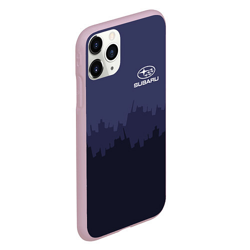 Чехол iPhone 11 Pro матовый Subaru: Night City / 3D-Розовый – фото 2