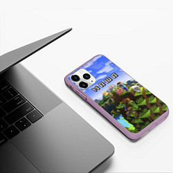 Чехол iPhone 11 Pro матовый Minecraft: Маша, цвет: 3D-сиреневый — фото 2