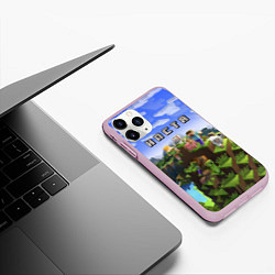 Чехол iPhone 11 Pro матовый Minecraft: Настя, цвет: 3D-розовый — фото 2