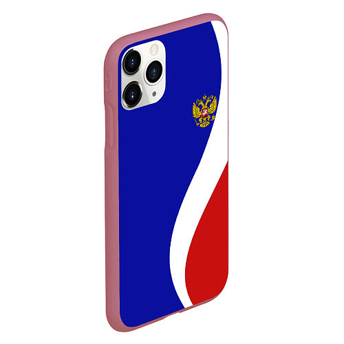 Чехол iPhone 11 Pro матовый Герб РФ Триколор / 3D-Малиновый – фото 2