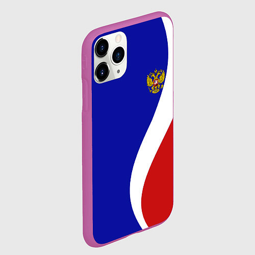 Чехол iPhone 11 Pro матовый Герб РФ Триколор / 3D-Фиолетовый – фото 2